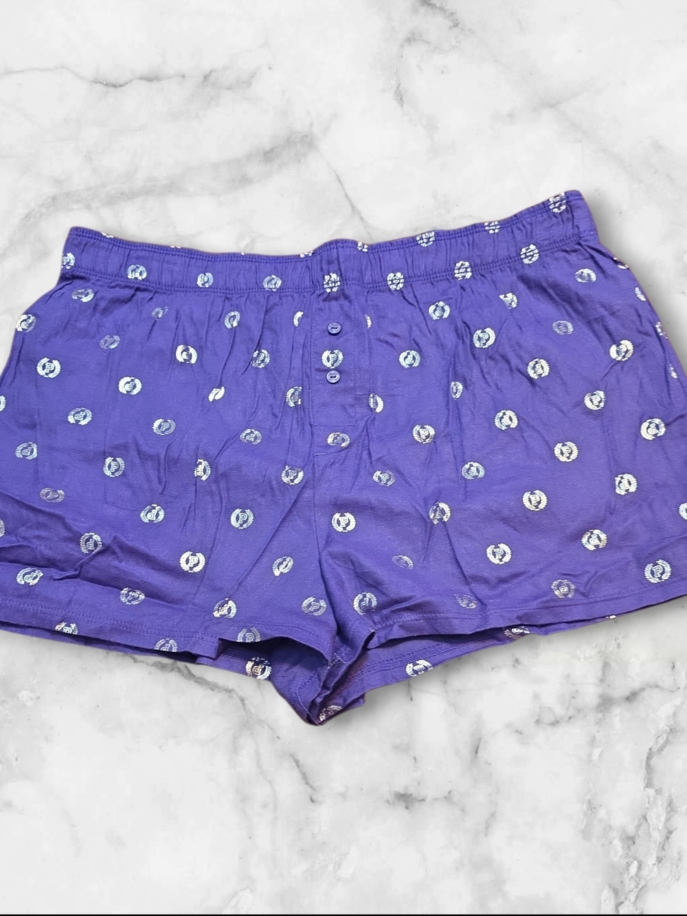 PINK Victoria's Secret Purple Foil Dot Lounge Shorts